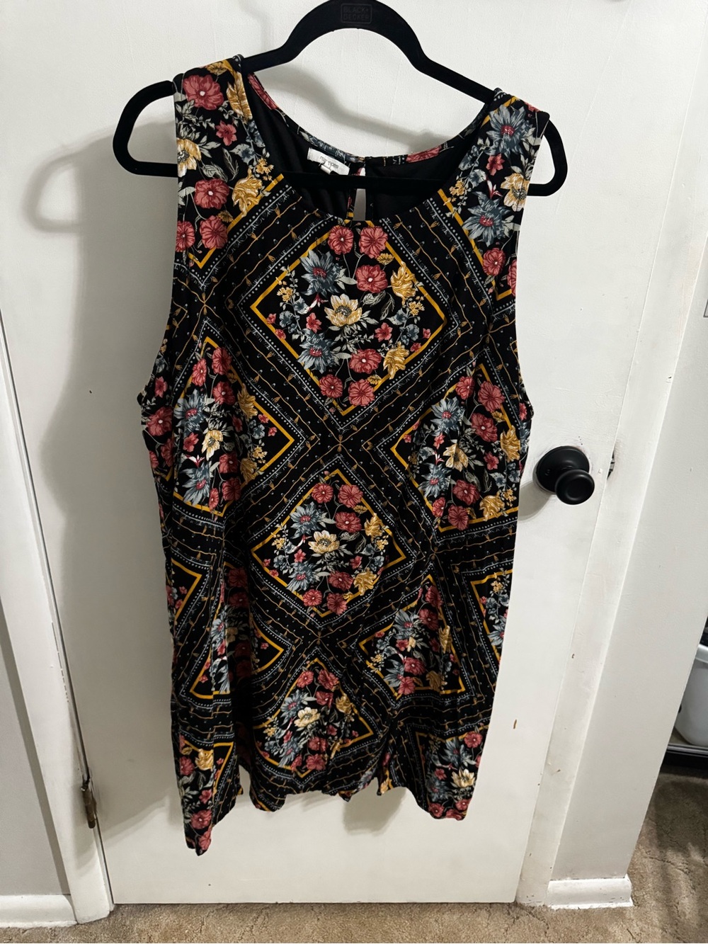 Maurices Black Floral Sleeveless Dress with Red and Yellow Accents